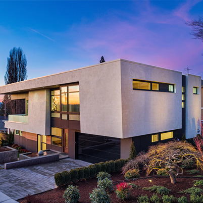 modern home with windows and driveway